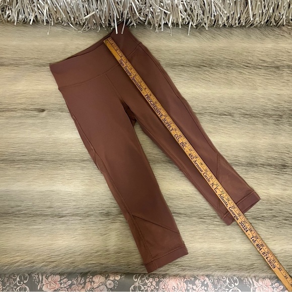 LULULEMON 2 Rose Blush Pink Cropped Sheer Panels High Waisted Leggings Workout - Picture 5 of 11